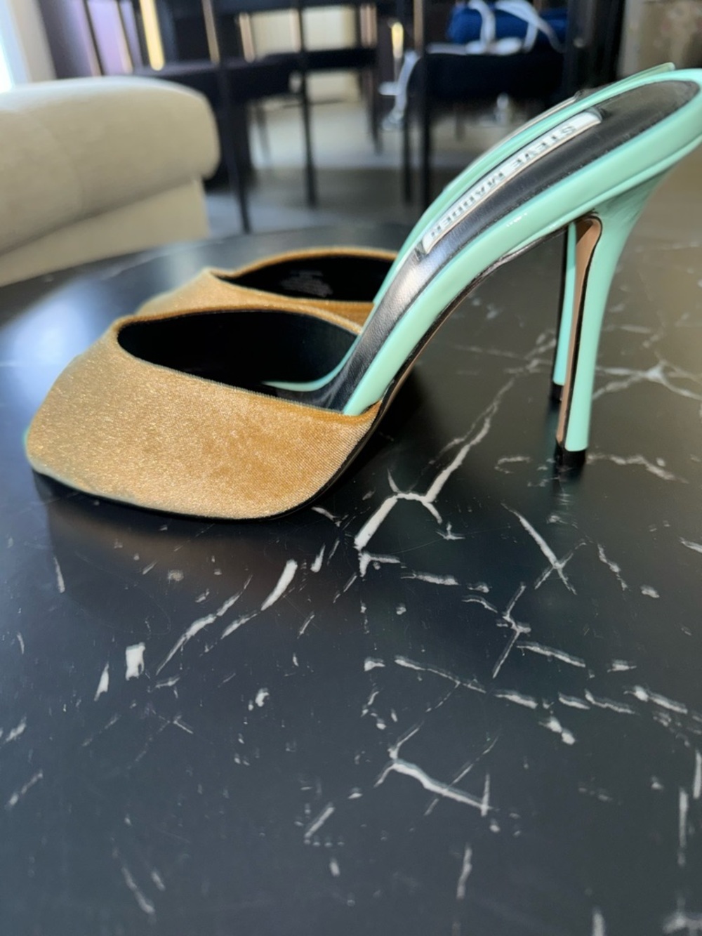 Steve Madden Gold and Mint mule